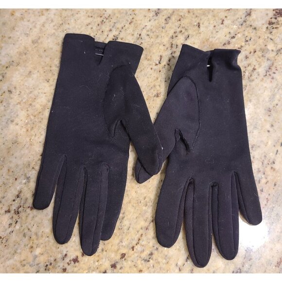 Vintage One Size Black White Patent Leather GoGo Girl 8" Gloves Safety Pin - Picture 6 of 16